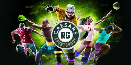 Caesars Sportsbook banner showing athletes