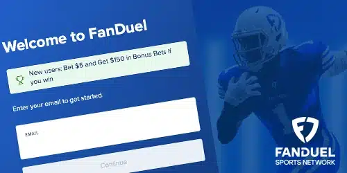 FanDuel Sportsbook desktop banner featuring the account registration process