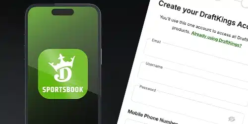 DraftKings sportsbook banner showing the registration process